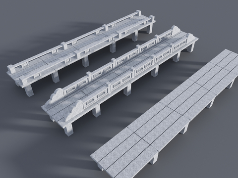 Stone trestle curved bridge Jiuqu bridge landscape bridge stone bridge small arch bridge flat bridge