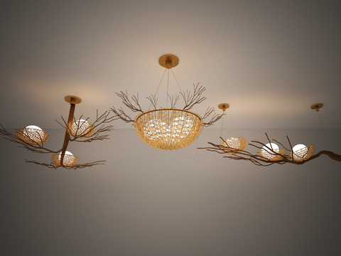 Woven Bird's Nest Lamp Art Chandelier