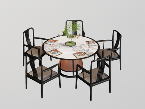 New Chinese Dining Table and Chair Round Dining Table