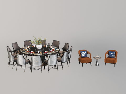 New Chinese Dining Table and Chair Hotel Round Table