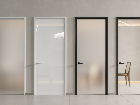 Modern Single Door Glass Door Frosted Glass Door