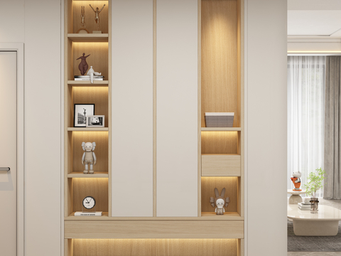 Cream Entrance Shoe Cabinet Partition Cabinet