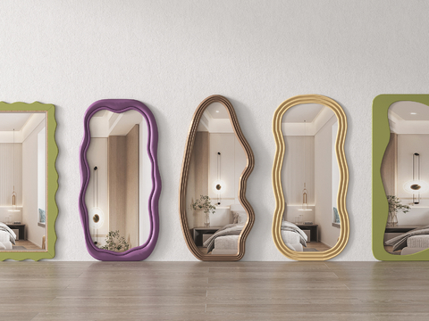 Modern Full-length Mirror Floor Mirror Ins Style Dressed Mirror Shaped Mirror Art Mirror