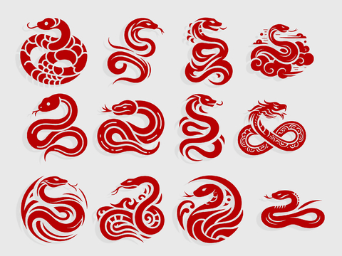 Snake Zodiac Wall Decorations Silhouette Element Icon