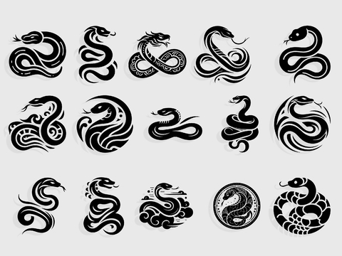 Snake Zodiac Wall Decorations Silhouette Element Icon