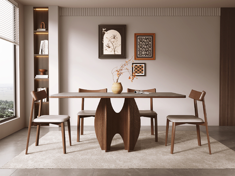 Middle style dining table and chair