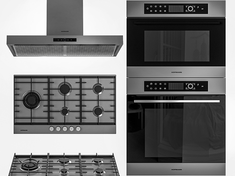 Modern Range Hood Gas Stove Microwave Oven