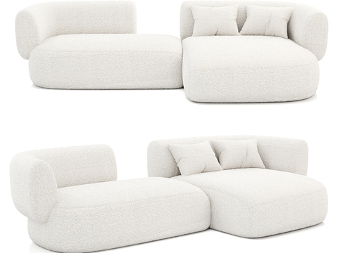 Cream-style double sofa corner sofa