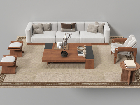 Neo-Chinese Style Sectional Sofa