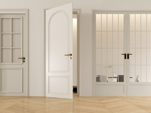 Cream style double door entry door