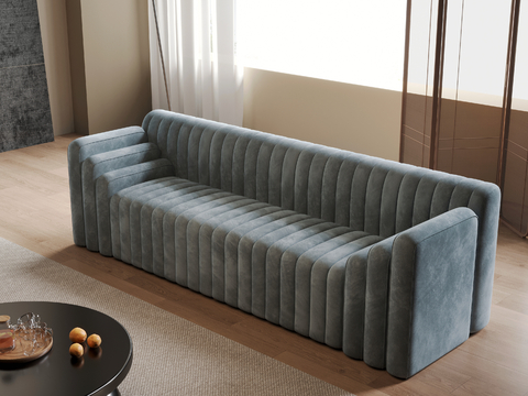 Blue Sofa Flannel Sofa Multiplayer Sofa