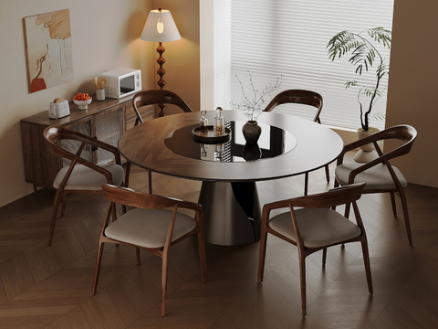 Middle style dining table and chair round dining table