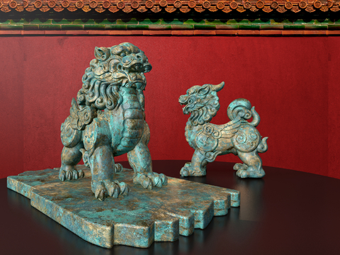 Chinese-style mythical beast sculpture bronze ornaments