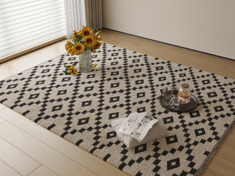 Black and white pattern carpet