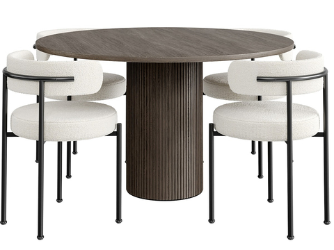 Round Dining Table and Chair Solid Wood Dining Table