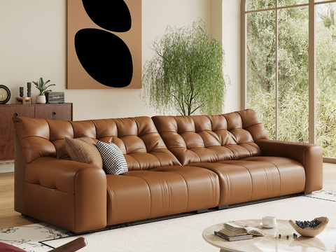 Quiet Double Sofa Leather Sofa