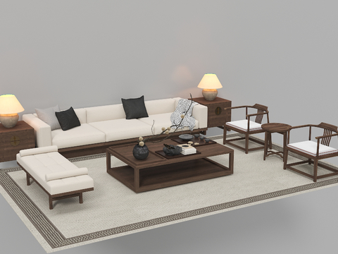 Neo-Chinese Style Sectional Sofa