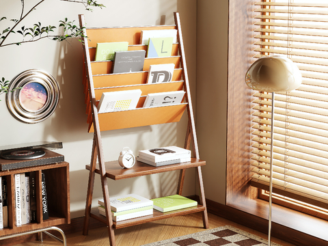 Antique Bookshelf Magazine Rack