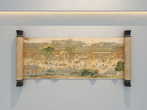 New Chinese scroll painting Qingming Shanghe