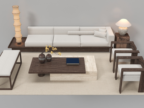 Neo-Chinese Style Sectional Sofa