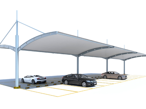 Modern carport parking canopy tensioned film