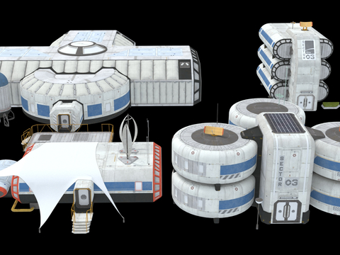 Science fiction moon base space equipment