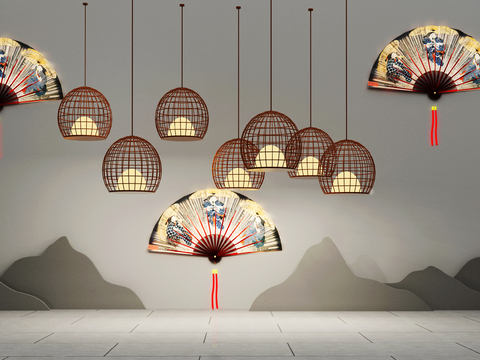 New Chinese chandelier fan-shaped Decorative Light