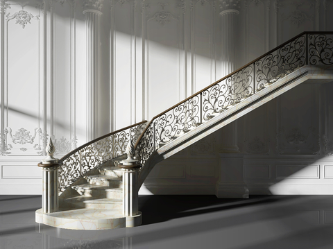 European-style iron staircase