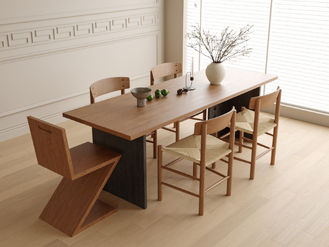 Middle style dining table and chair