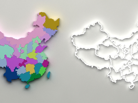 China map wall decoration China map light strip