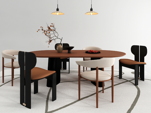 Middle style dining table and chair