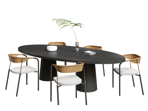 Modern Oval Dining Table and Chair