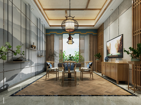 New Chinese-style Home Mahjong Room