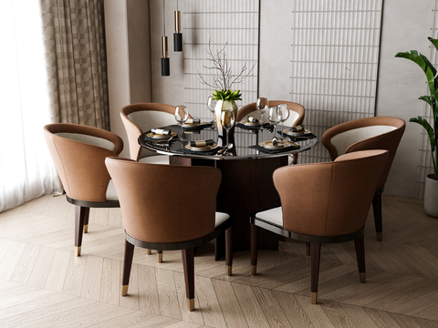 New Chinese Dining Table and Chair Round Dining Table