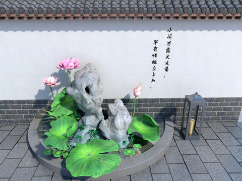 New Chinese-style rockery waterscape