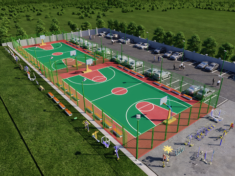 Modern Outdoor Basketball Court Parking