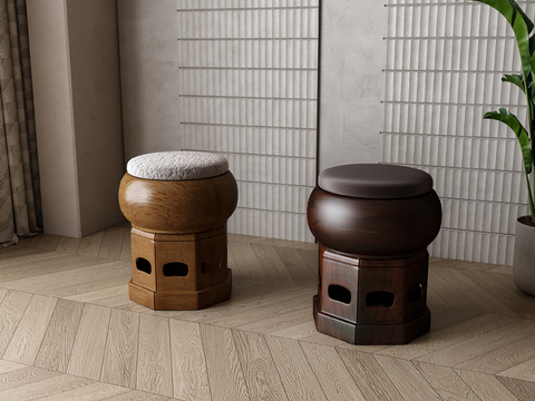 Neo-Chinese Style Stool Low Stool Round Stool Shoe Changing Stool