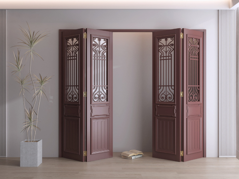 Chinese-style sliding door folding door carved door