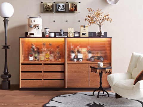 Middle Style Sideboard Glass Cabinet