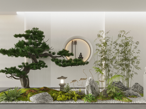 New Chinese-style interior landscape rockery landscaping