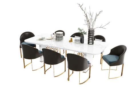 Modern long dining table and chair