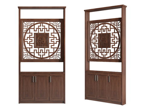 New Chinese Decorative Cabinet Partition Cabinet Hollow Pattern