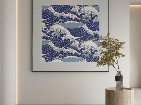 Japanese-style wave painting hanging painting decorative painting