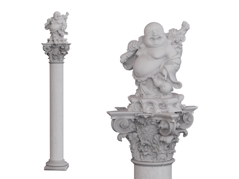 Southeast Asia Pillars Gypsum Columns Buddha Statues Pillars