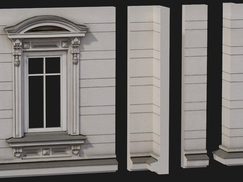 European-style single-window casement window wall column