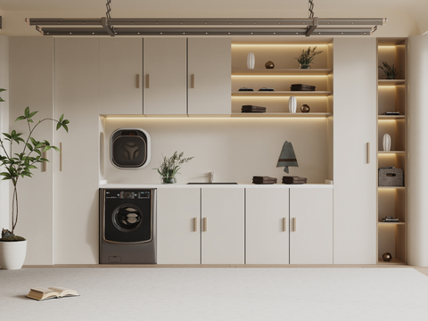 Cream Style Laundry Cabinet Balcony Cabinet