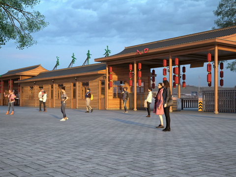 New Chinese-style ancient building entrance ticket booth