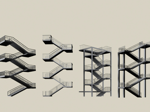 Outdoor Steel Frame Stairs Escape Stairs Safety Stairs Fire Stairs