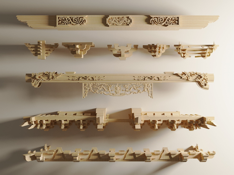 Chinese-style building components carved cross beam bucket arch mortise and tenon structure