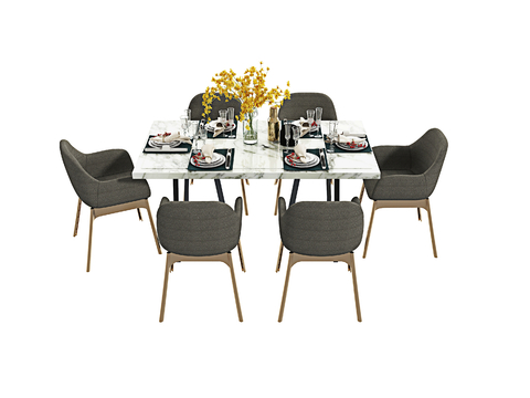 Modern long dining table and chair